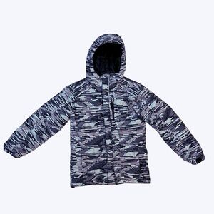 Columbia Jacket Boys Medium Gray Digital Camouflage Coat Parka Full Zip Youth